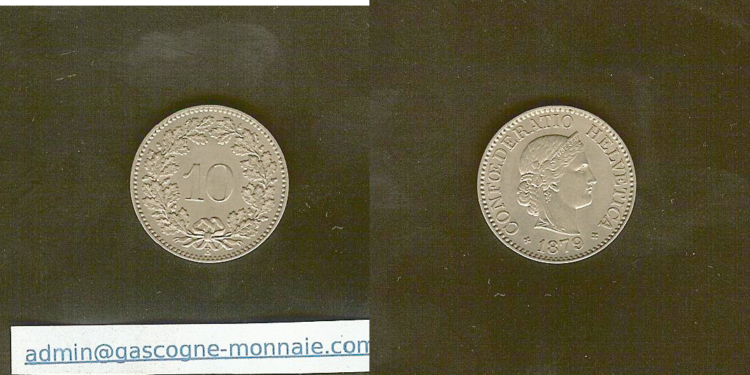 Switzerland 10 rappen 1879 Unc
